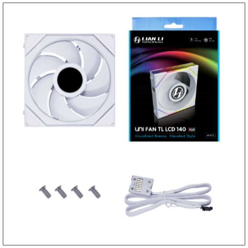 LIANLI　ケースファン ［140mm /1600RPM］ UNI FAN TL LCD 140 WT Single Pack ホワイト　UF-TL140-LCD-1W