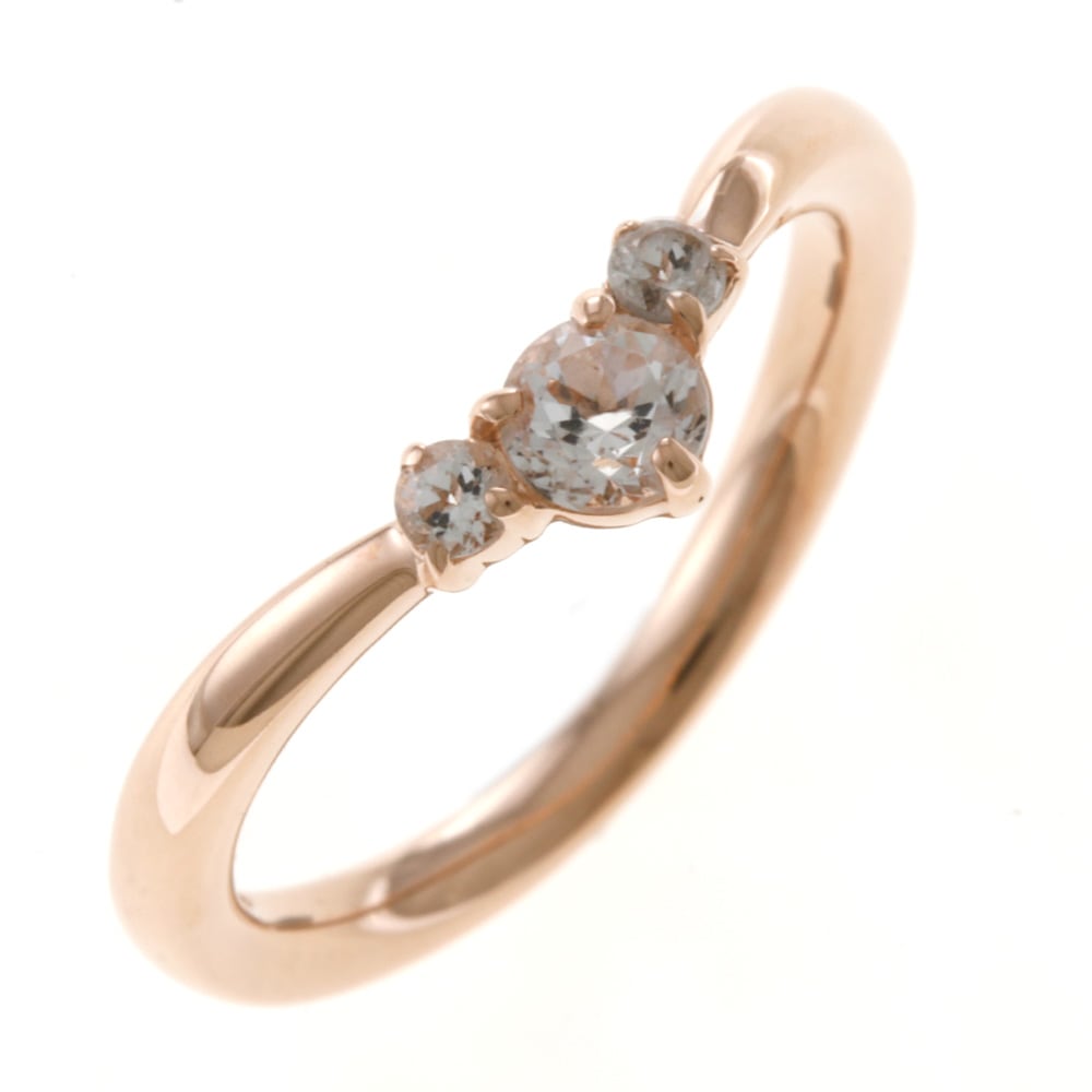 ヨンドシー リング 指輪 8号 10金 K10ピンクゴールド ホワイトトパーズ 4℃ 中古 美品