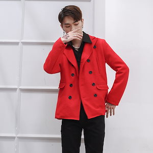 赤い毛のコートの男の韓版の青年は身を修める中で長い款のラシャの外套の潮流の学生の英倫の風の双列は掛け