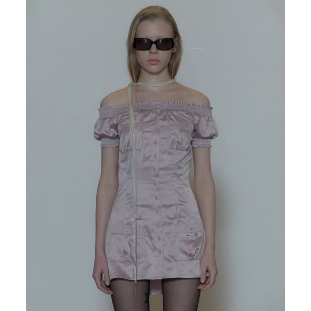 SCULPTOR エーテルサテンドレスペールパープル