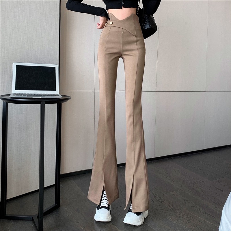 ハイウエストフレアパンツ ボトムス パンツ ロング ロング丈 フレア スリット ハイウエスト かわいい 大人可愛い きれいめ シンプル カジュアル 大人 上品 おしゃれ お洒落 大人可愛い 大人女子