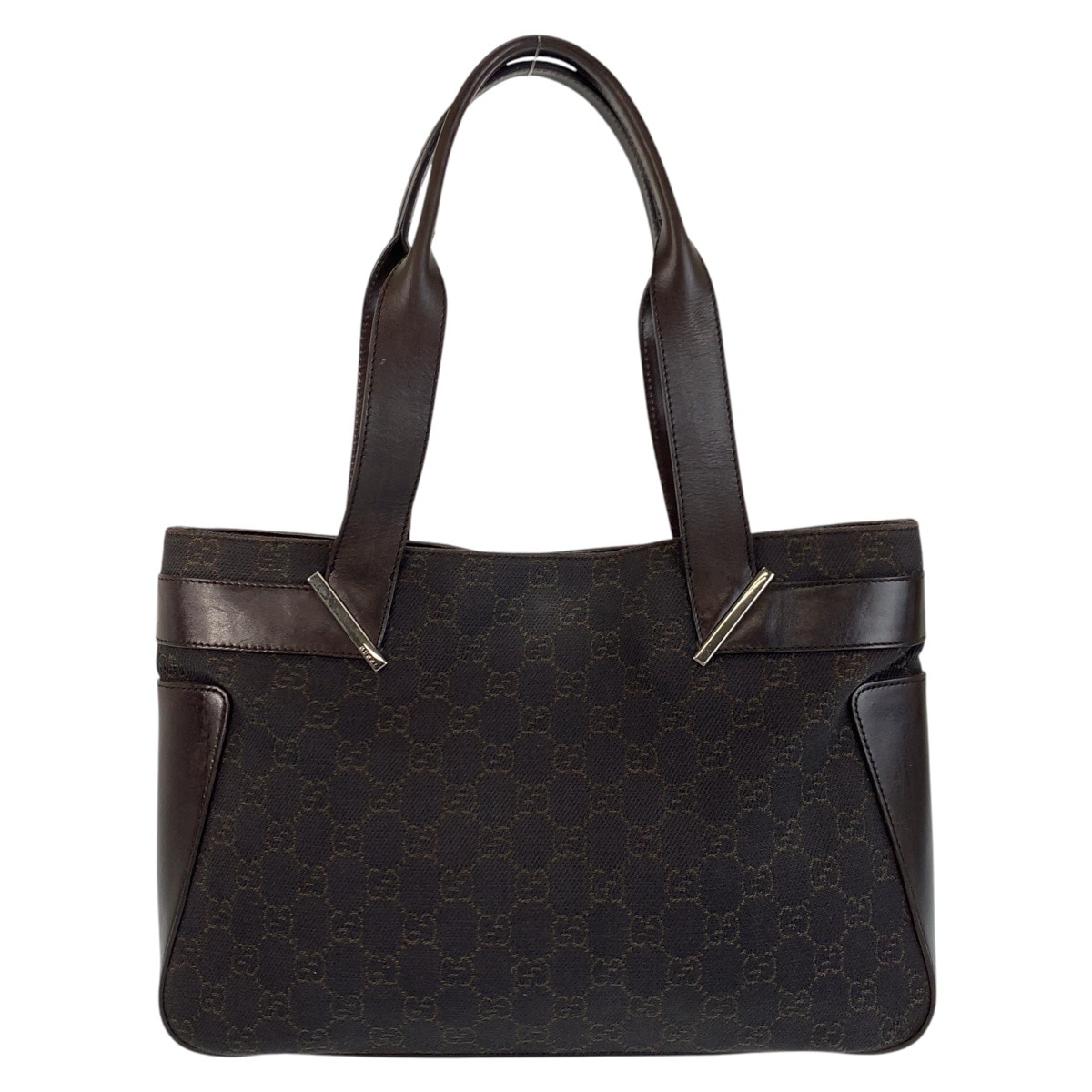 美品 ブラウン GGキャンバス/レザー 73983 トートバッグ ショルダーバッグ レディース 503716