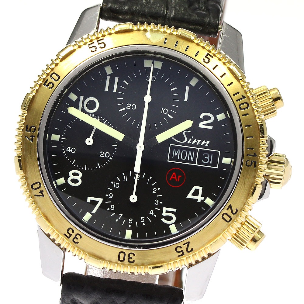 ジン Sinn 203.ST.18KT YGベゼル デイデイト 自動巻き メンズ 美品 _743214【中古】