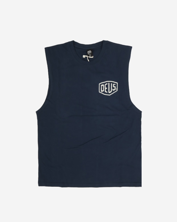 【DEUS EX MACHINA】 SEOUL COLLEGE SLEEVELESS : NAVY