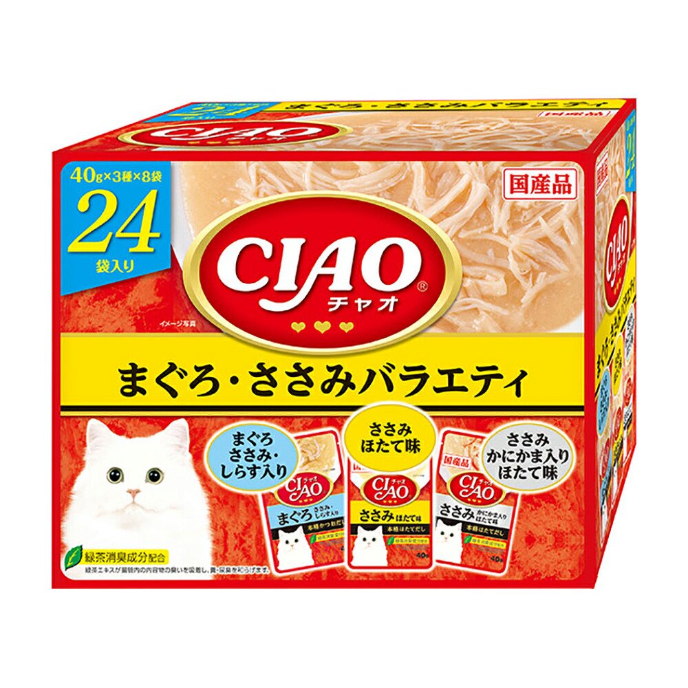 いなば　ＣＩＡＯ　パウチ２４袋入り　まぐろ・ささみバラエティ　４０ｇX２４袋X４個　ＣＲＣ35―04―20―20―10