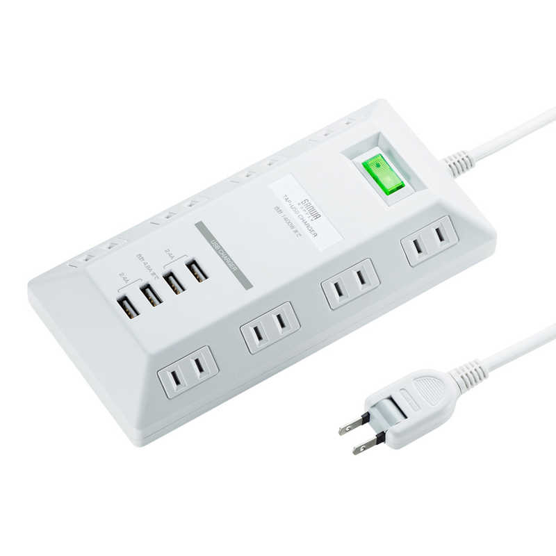 サンワサプライ　USB充電ポート付きタップ 平型　TAP-B109U-3WN