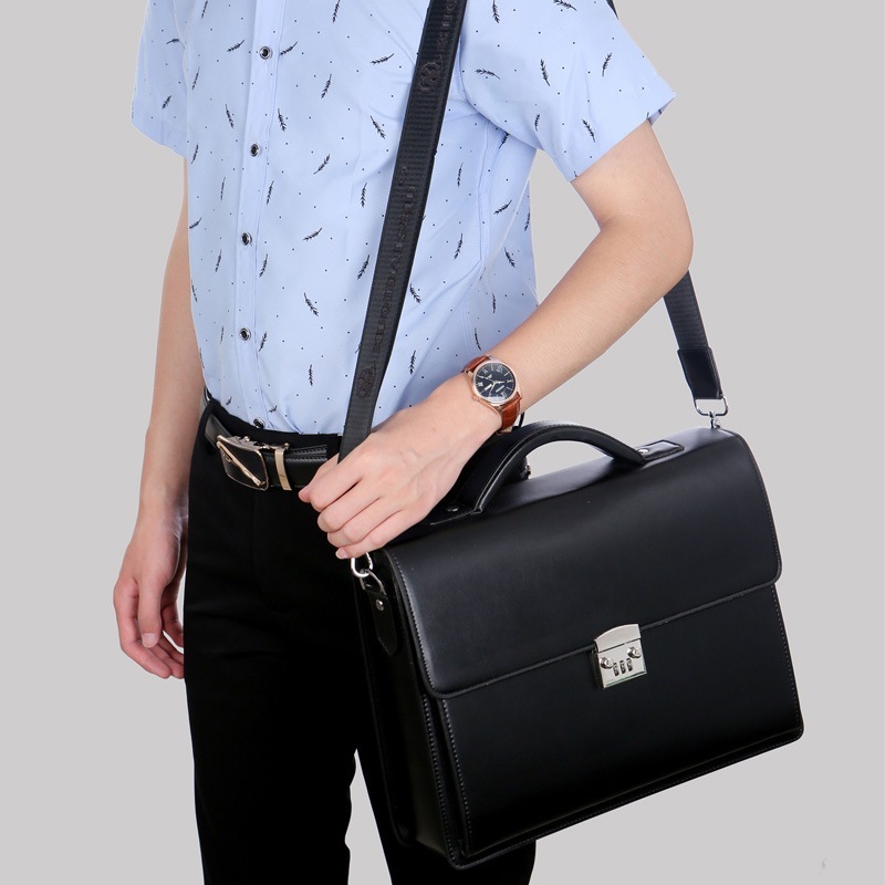 PC Bag トート ブリーフケース 大容量 レトロ 便利 ビジネス パスワードロック 盗難防止 出張 通勤 手提 ショルダー 激安韓国ファッション