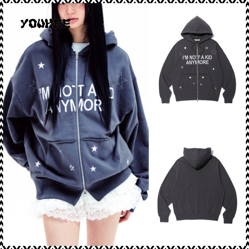 YOUHEE NOT A KID HOOD ZIP-UP