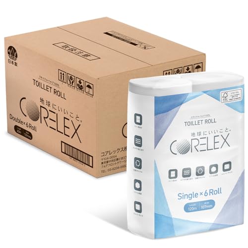 【節約応援! 】 アイリスプラザ(IRIS PLAZA) 【8個セット】コアレックス トイレットペーパー シングル 日本製 120m 長さ2倍巻き×48ロール (48ロールで96ロール分)