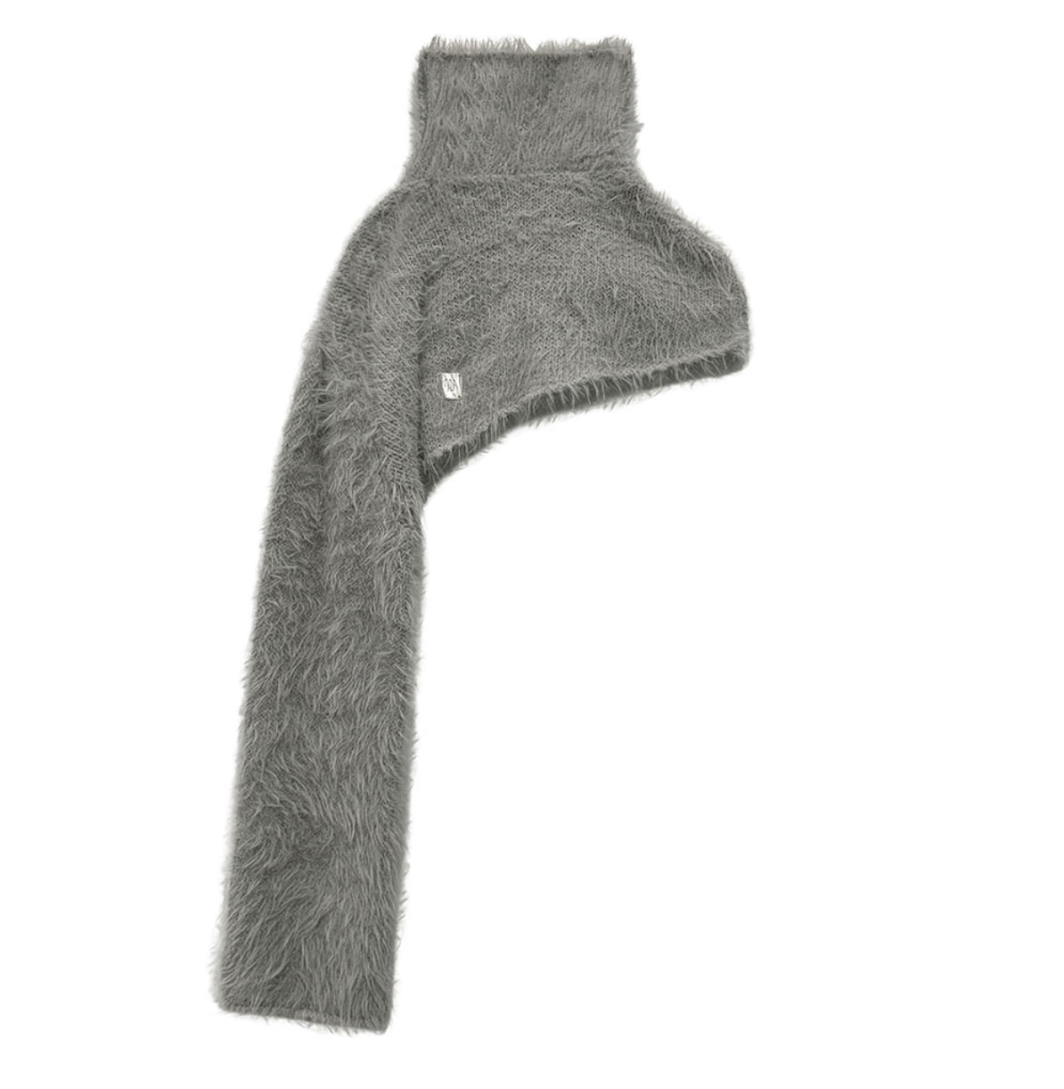 【TREEMINGBIRD】 UNBALANCE HIGH-NECK FUR KNIT : GREY