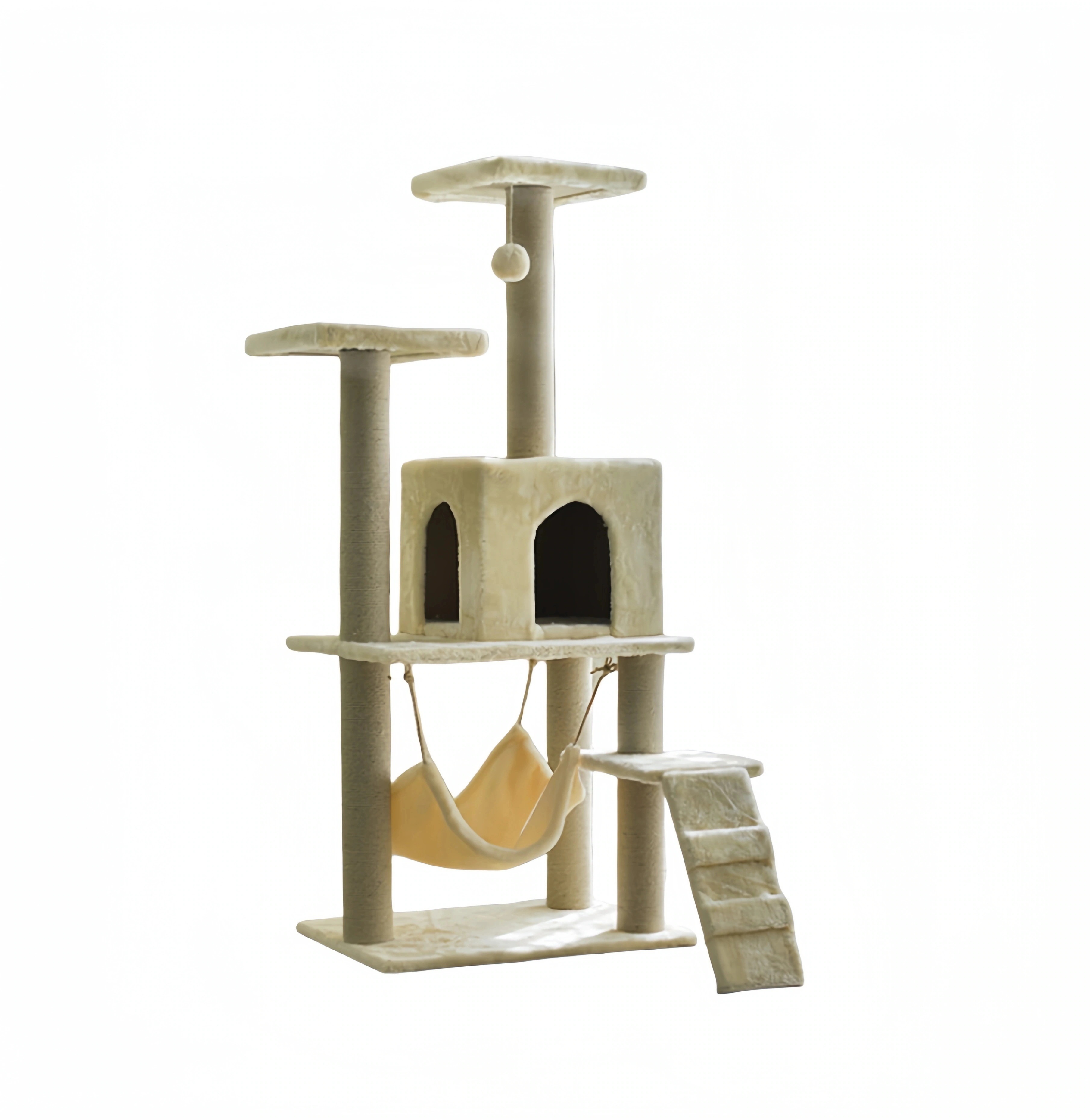 工ガ割-キャットタワーステップキャットタワー隠れ家 運動不足 大型 ハウス 据え置き型 麻紐 遊び場 おしゃれ 爪とぎ ネコ 木製 省スペース 突っ張り 猫タワー ペット ストレス解消 多頭飼い 大型