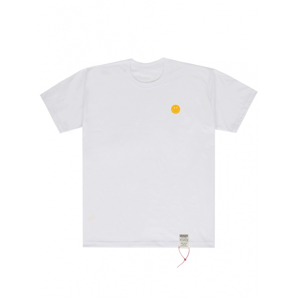 グレイバードットスマイルショートスリーブ Tシャツホワイト