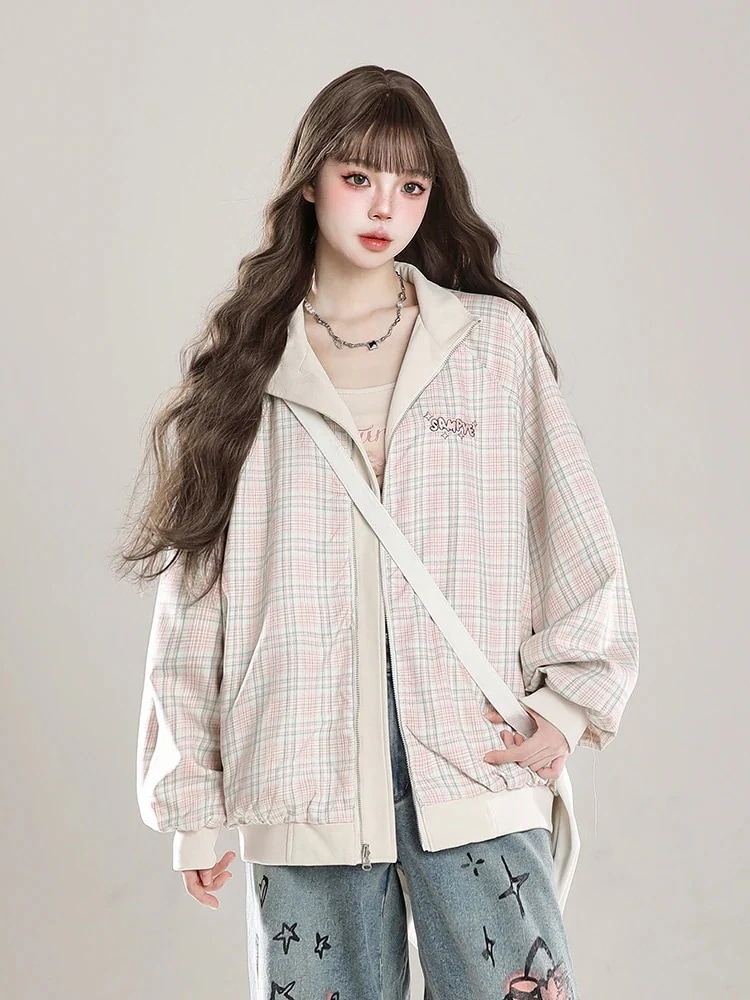 2024秋冬韓国かわいいレディースアウターブルゾンお出かけ長袖セクシーベースシルエットトップスサイド冬カジュアルファッションサイズお出かけネックフル丈スリーブトラック