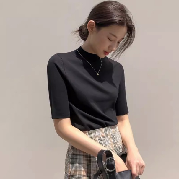 選べる袖丈 レディース トップス ニット セーター 5分袖 長袖 ハイネック ニット 伸縮性 かわいい 大人可愛い きれいめ シンプル カジュアル 上品 おしゃれ かっこいい こなれ感 ガーリー