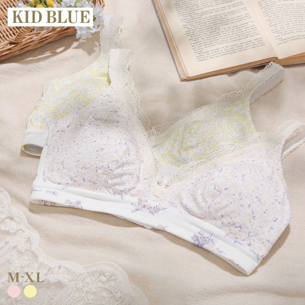 キッドブルー 26ブリティッシュブーケ ノンワイヤー ブラジャー ソフトブラジャー 三角ブラ ブラレ