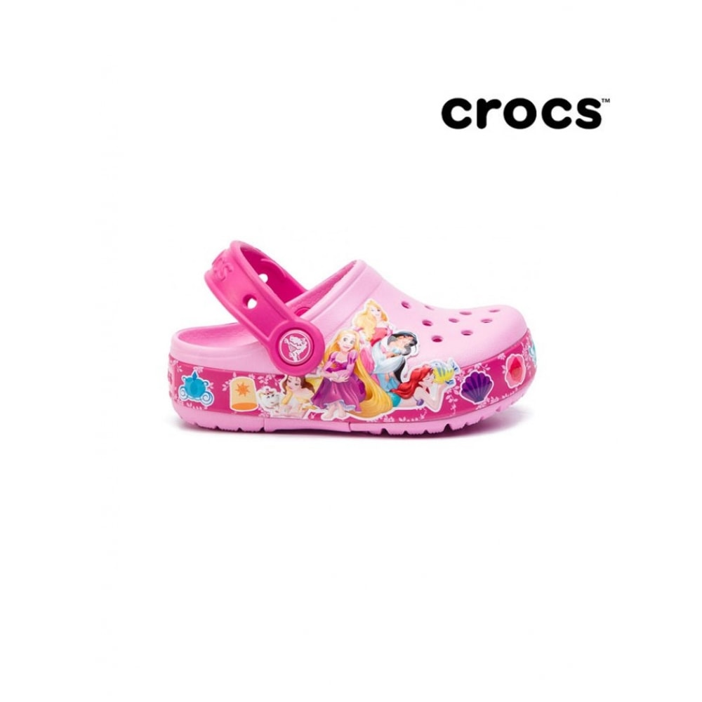 クロックスキッズファンラッププリンセスバンドライトクロッグピンク 205496-6i2