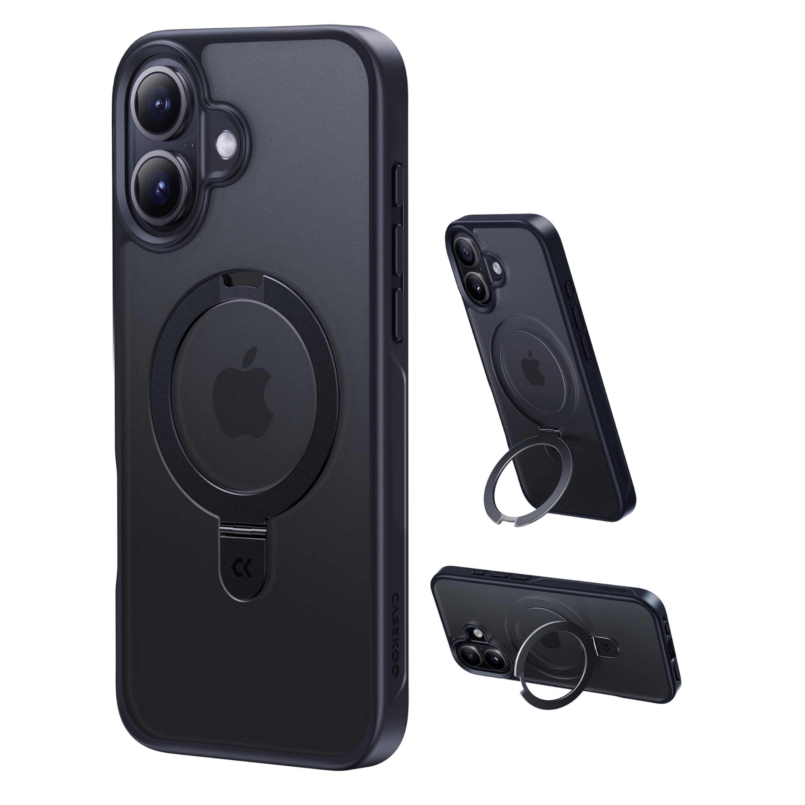 【11年の匠心開発 高耐久スタンド構造】CASEKOO for iPhone 16 ケース【3倍米軍MIL規格 耐衝撃／MagSafe対応】隠しスタンド 縦横立て対応 リング機能 マット仕上げ 指紋防