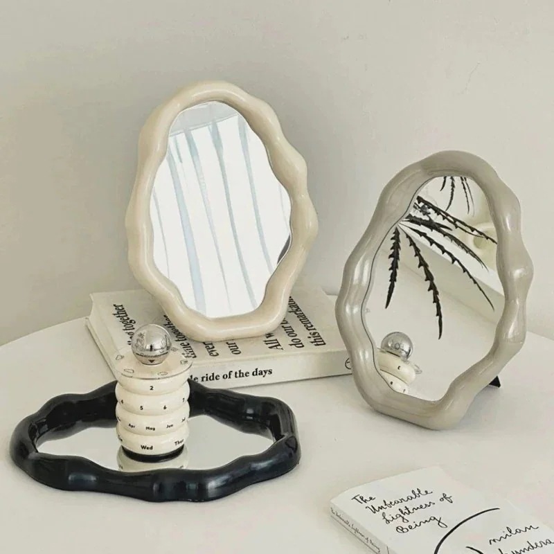 【急速出荷!】5点セット アクセサリートレイ トレー 卓上ミラー 鏡 韓国インテリア ブラック モノトーン 小物入れ プレート おしゃれ かわいい