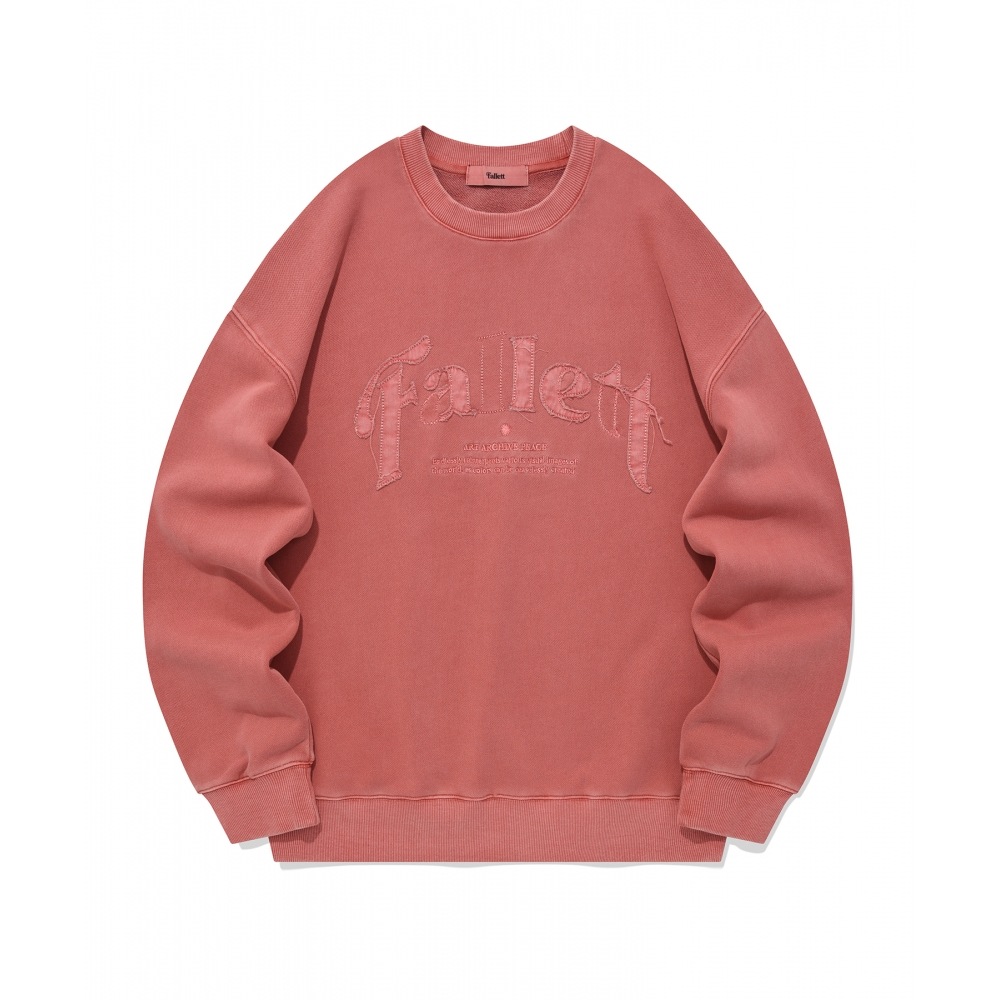 FALLETTアップリケロゴピグメントマンツーマンピンク