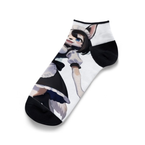 【文字入れ可能受注生産】ボーダーコリーの女の子　メイド　ケモナー くるぶしソックス