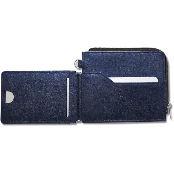 （まとめ買い）コレクト フラグメントケース 本革調 8ポケット パスケースつき カード/紙幣/コインをコンパクトに携帯 紺 CH-201V-BL [x3]