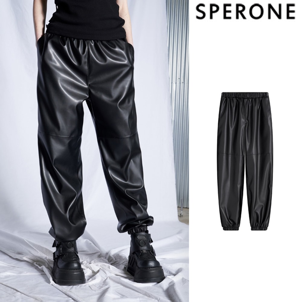 [SPERONE] Eco Leather Jogger Pants Women