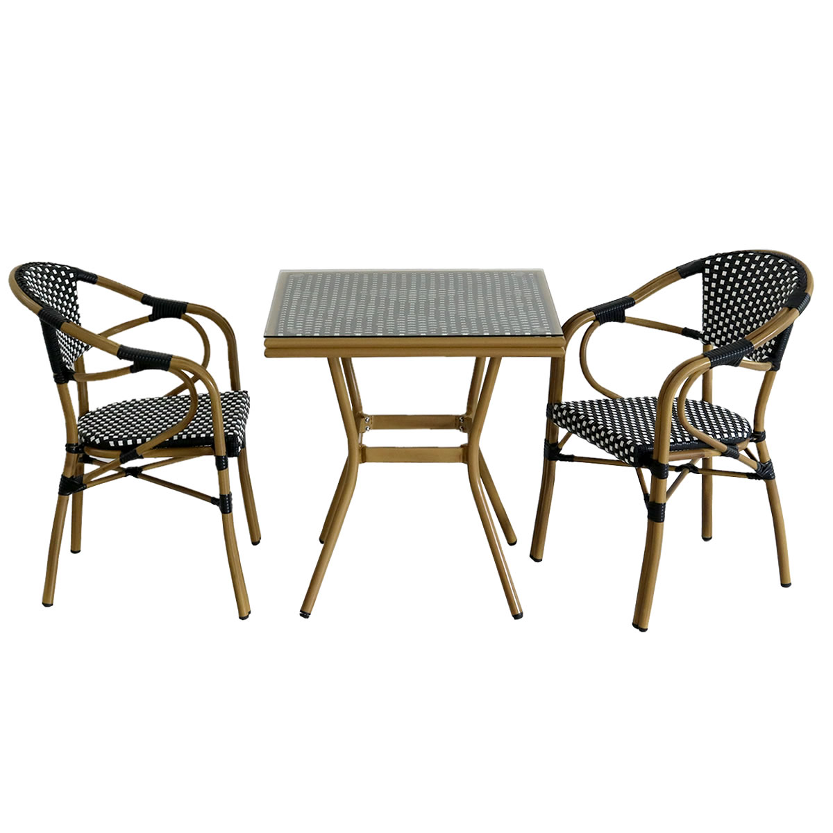 ラウンドテーブル3点セット（テーブル + チェア2点） カフェ風 ガーデンテーブル テラス バルコニー