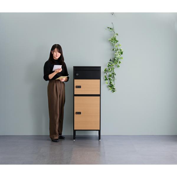 宅配ボックス 置き配 宅配ポスト おしゃれ 北欧モダン レトロ 大容量 ダイヤル ダイヤルロック 屋外対応 3段