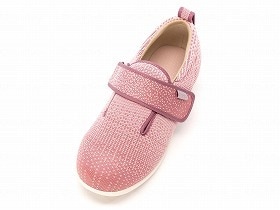 徳武産業 あゆみシューズ 介護靴 施設用 ダブルマジックIII ニット 5E ピンク 片足/左LLサイズ 7047