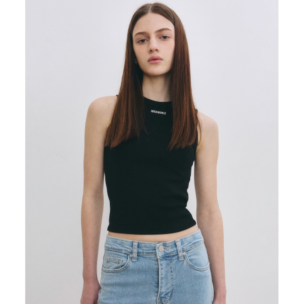 ニック&ニコールミニマルクロップノースリーブトップ_ブラック