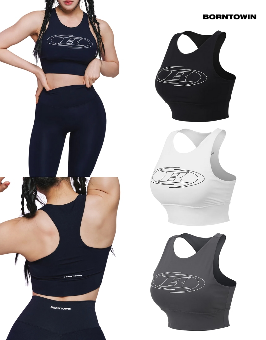 韓国限定 韓国人気 SNS 流行 ファッション トレンド 女性 運動 スポーツ 上衣 タンクトップ STROKE B TANK TOP (3カラー) - Black/White/Grey