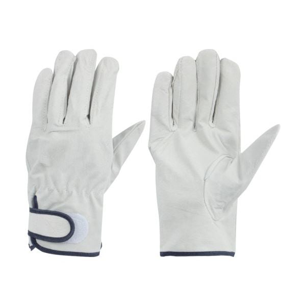 (まとめ) 東和コーポレーション 豚革 クレスト マジックテープ付 L ホワイト 486-L 1双 (×3セット)