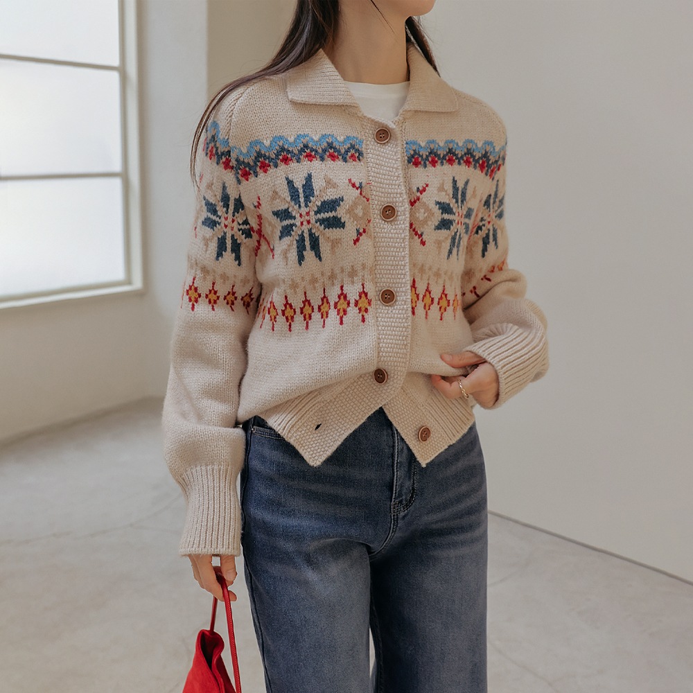 ベネフノルディックカラニットカーディガン