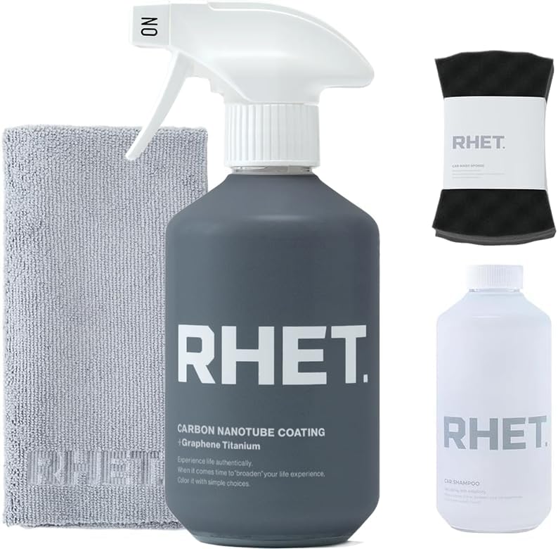 【RHET.】コーティング剤（プロフェッショナルモデル） カーシャンプー クロス スポンジ 4点 洗車 セット [ カーボンナノチューブ グラフェン チタン配合 ] コーティング 400ml + シャ