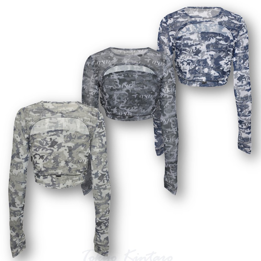 Camo See-Through Backopen Mesh Longsleeved
