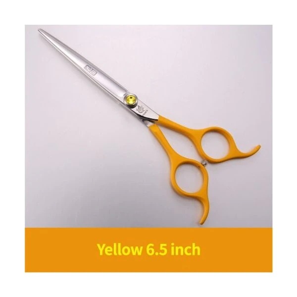 フェニスプロフェッショナルカラフルな6.5インチペット犬小動物グルーミングヘアカットストレートハサミ Yellow 6.5 inch