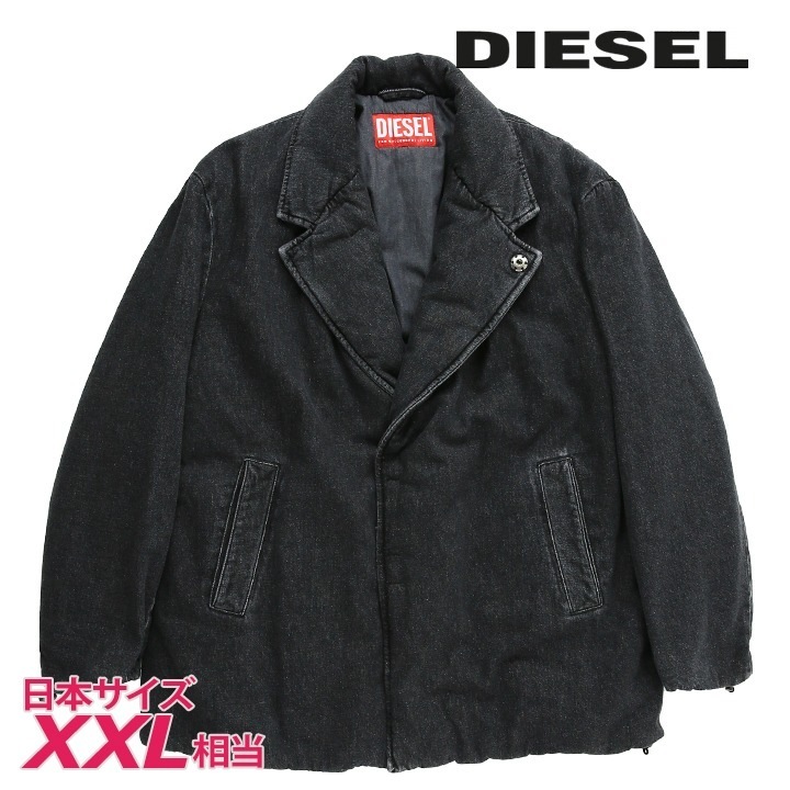 ブラックデニムパッデッドジャケット メンズ D-BLAZ-L ヴィンテージウォッシュ加工 die-m-o-f8-44r