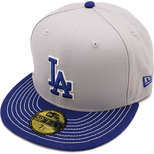キャップ ロサンゼルス・ドジャース [14388861] 59FIFTY Duck Canvas メンズ・レディース 帽子 MLB グレー/ダークロイヤル 正規取扱店