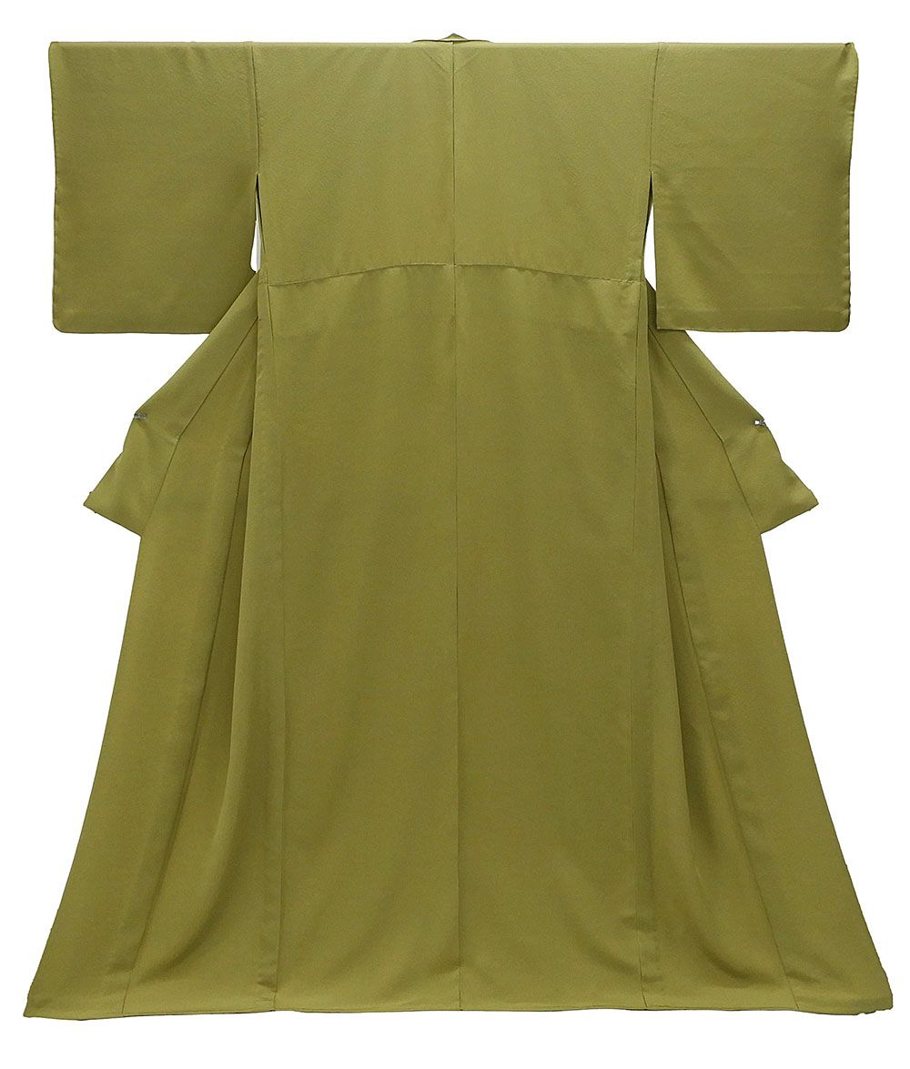 単衣 色無地 新品仕立済 正絹 単衣 本草木染 鶯色 身丈164.5cm 裄丈68cm 色無地 新品 仕立て上がり 着物 wa1147