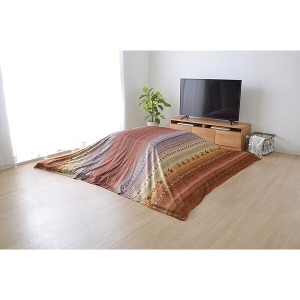 1151810202305 ギャッベ柄 こたつ布団 上掛け 長方形 掛け単品 オレンジ 約210×320cm メーカー直送