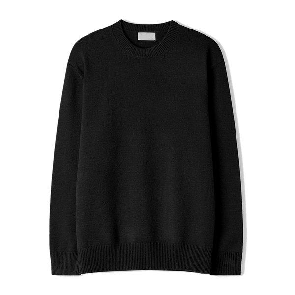 メンズロイウォッシャブルモーダルラウンド長袖ニットTシャツ SG-KN-Q027-ブラック