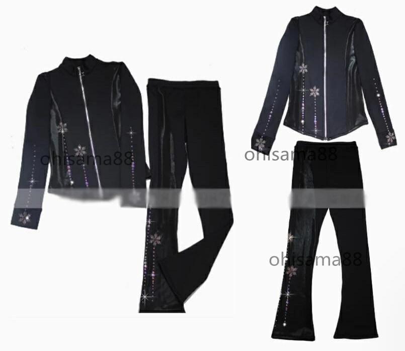 コスパ最高スケートウエア キッズ アイススケート 美しい フィギュアスケート衣装 2点セット 上着 ズボン 練習着 スケート 女の子 大人 アイスフィギュアスケート ストレッチ アイスダンス 競技 ス