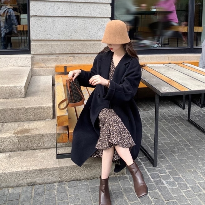 アウター コート ロング ロング丈 袖あり 長袖 襟付き ポケット 前開き ウール かわいい 大人可愛い シンプル カジュアル 大人 おしゃれ お洒落 レトロ アジアン エスニック エキゾチック