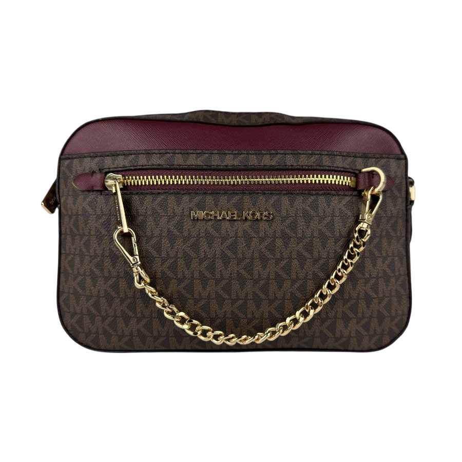 マイケルコース Michael Kors 斜め掛けショルダーバッグ PVC/レザー ブラウン/バーガンディ ゴールド レディース z5346