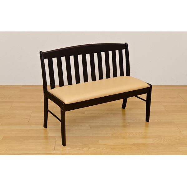 ベンチ 幅102cm ダークブラウン 背もたれあり 木製 合皮張地 脚裏フェルト付き コローナ リビング インテリア家具