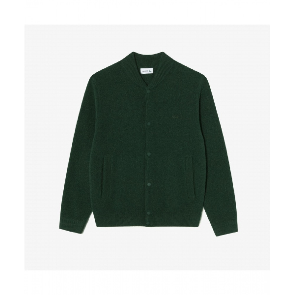 LACOSTE メンズブークルスタジアムカーディガン [ダークカーキ]