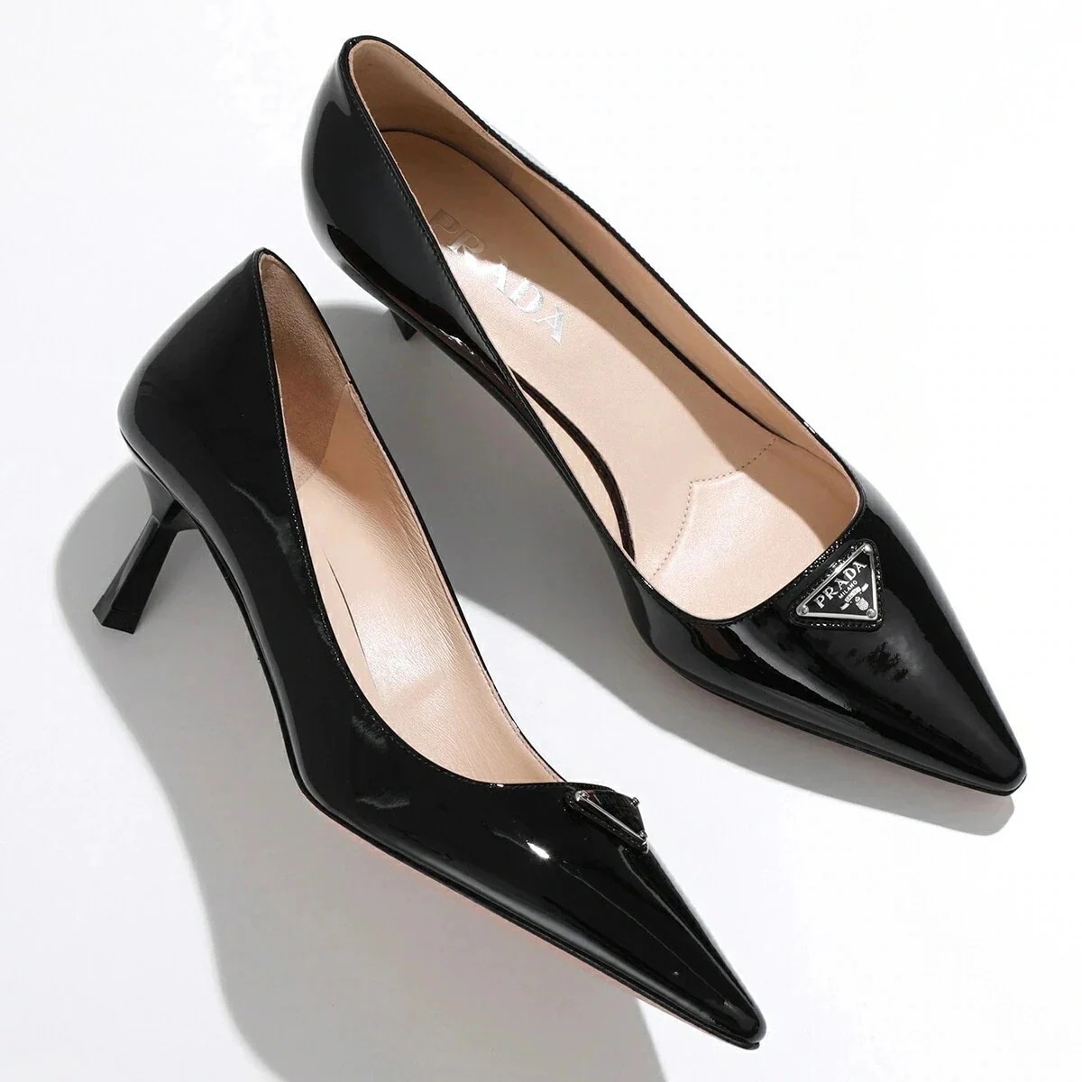 PRADA プラダ パンプス 1I154N 069 レディース パテントレザー エナメル トライアングルロゴ ポインテッドトゥ シューズ 靴 F0002/NER