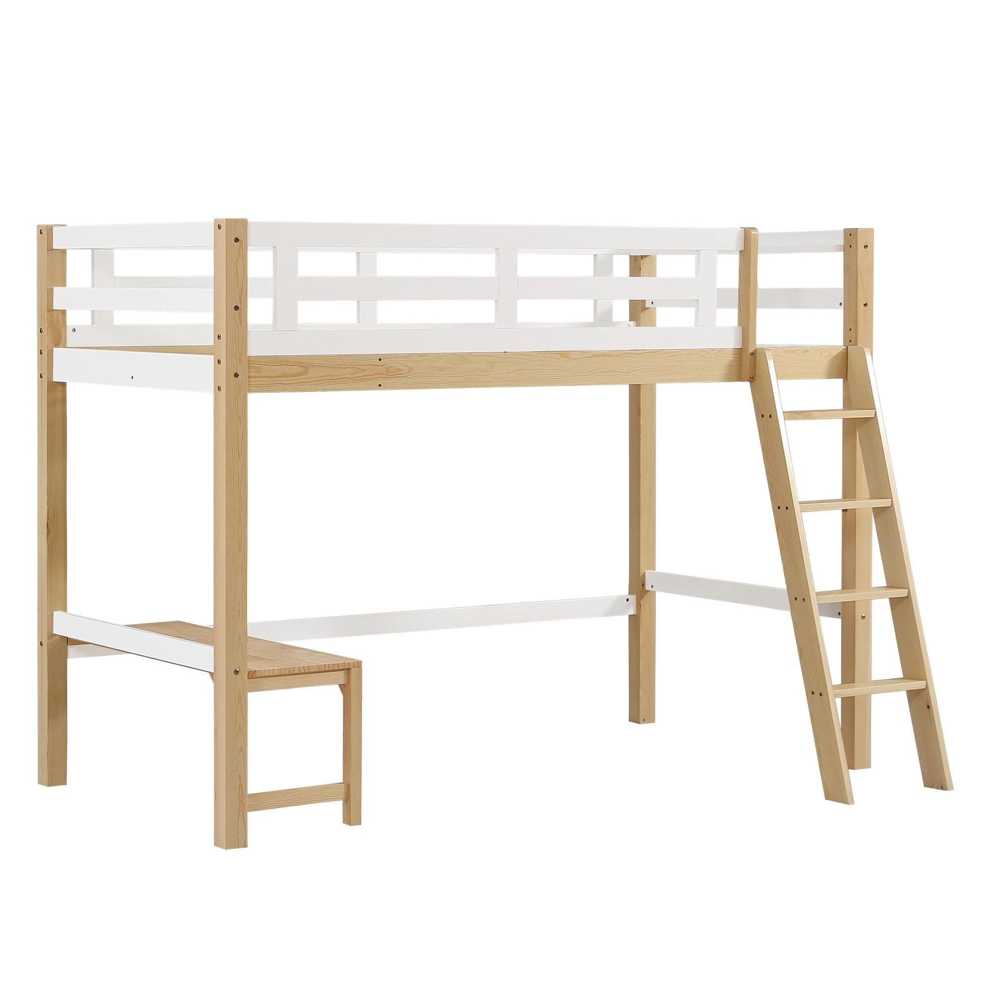 【国内発送&送·料·無·料】ロフトベッド コンセント付き シングル 高さ150cm ミドルタイプ はしご ベッド 子供部屋 ローデスク付き シングル パイプベッド184