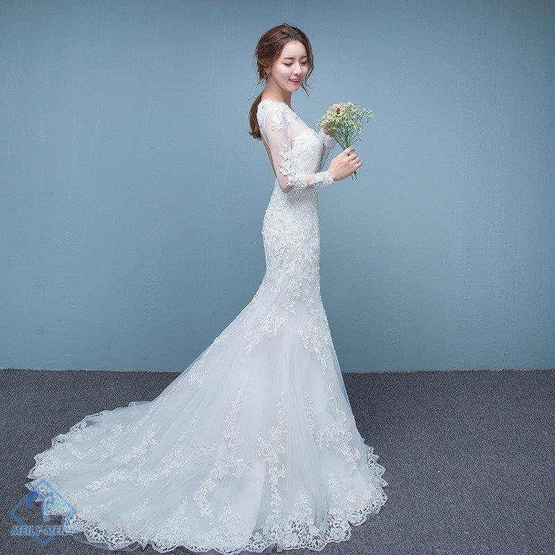ウエディングドレス 長袖 安い ウエディングマーメイドドレス 二次会 花嫁 マーメイドドレス ロング 15,428円