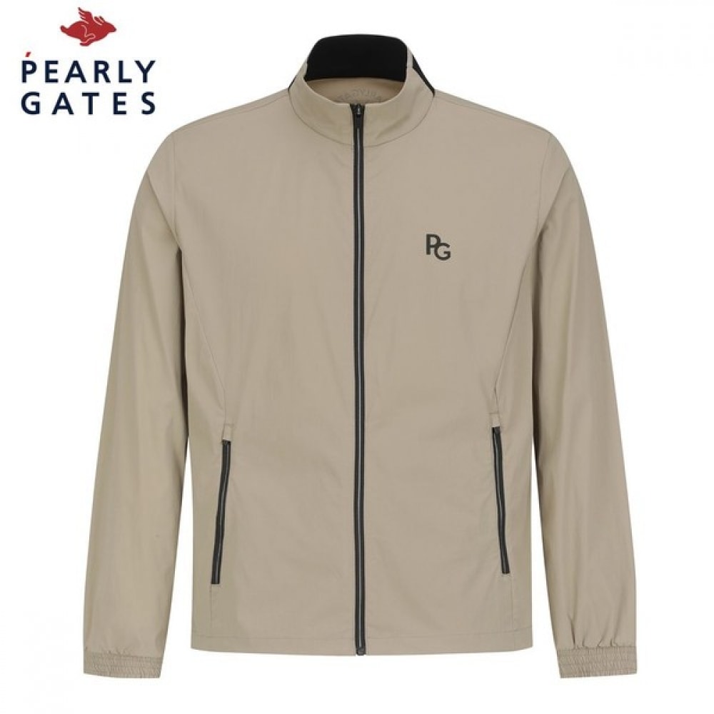 (Paris Gates) メンズバンディングネックロゴジップアップジャンパー